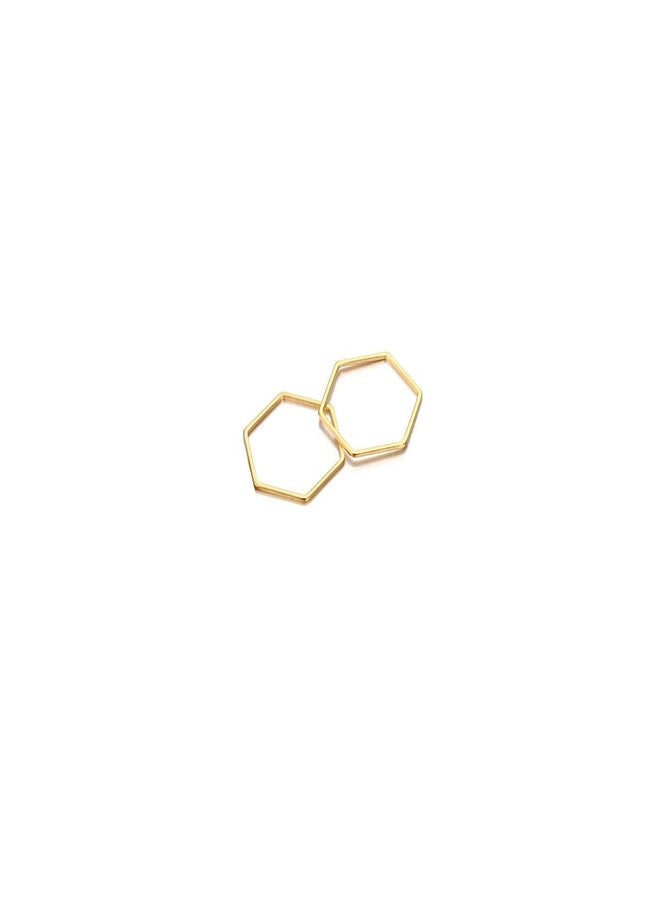 Excellentcrafts Brass Hexagon Shape Open Back Bezels, Charms, Resin Bezel for making Pendants, Keychains, Earrings, DIY Jewellery using for Resin Craft (Pack of 10 pcs) (12x16mm, Gold) - Image 2